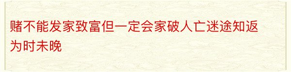 赌不能发家致富但一定会家破人亡迷途知返为时未晚