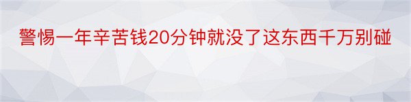 警惕一年辛苦钱20分钟就没了这东西千万别碰