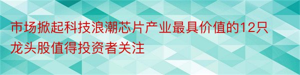 市场掀起科技浪潮芯片产业最具价值的12只龙头股值得投资者关注