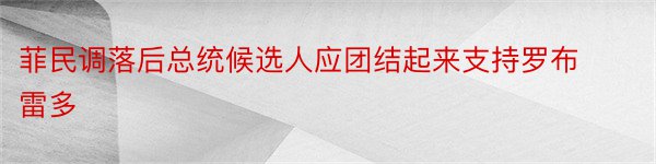 菲民调落后总统候选人应团结起来支持罗布雷多