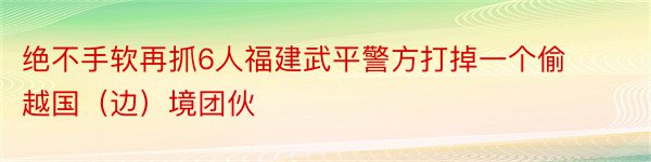 绝不手软再抓6人福建武平警方打掉一个偷越国（边）境团伙